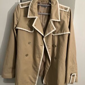 Classic Tan Double-Breasted Women's Coat size Large EUC